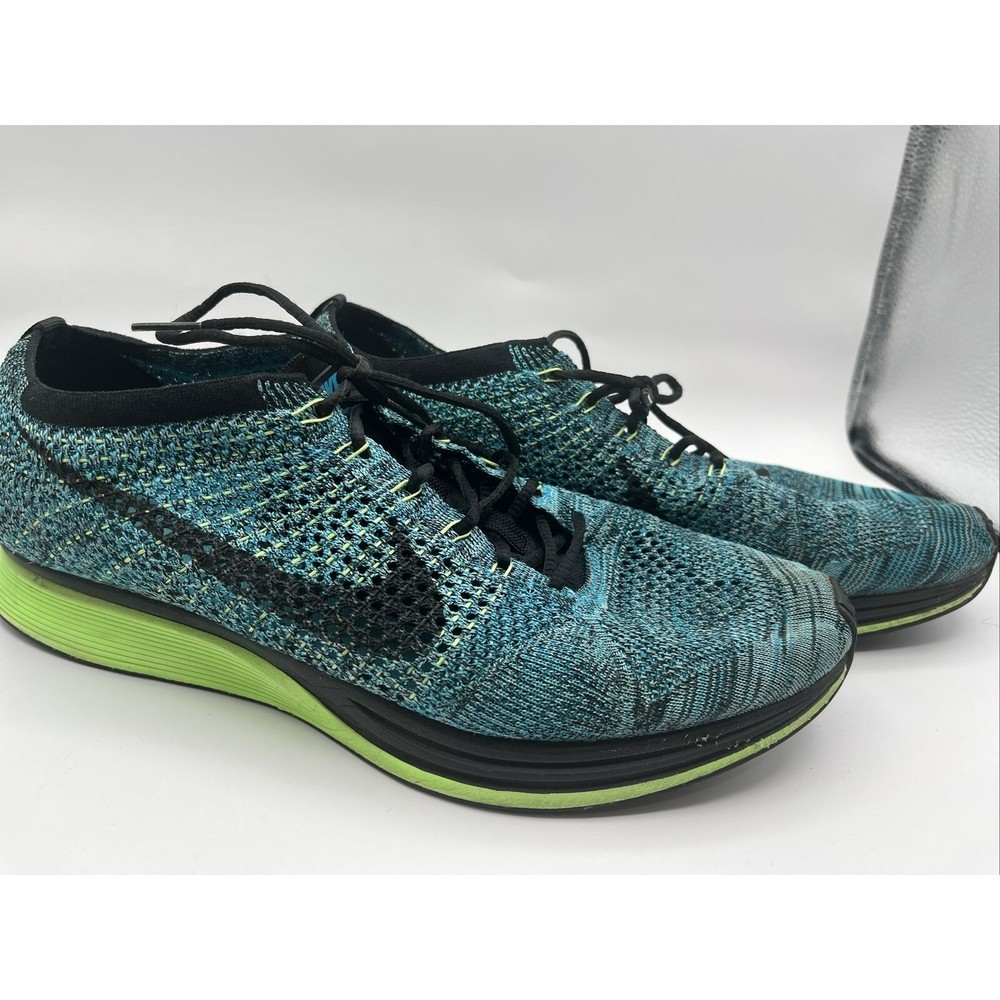 Nike Flyknit Racer Blue Lagoon 2015 Running Shoes 526628-401 Mens Size 12 VGC